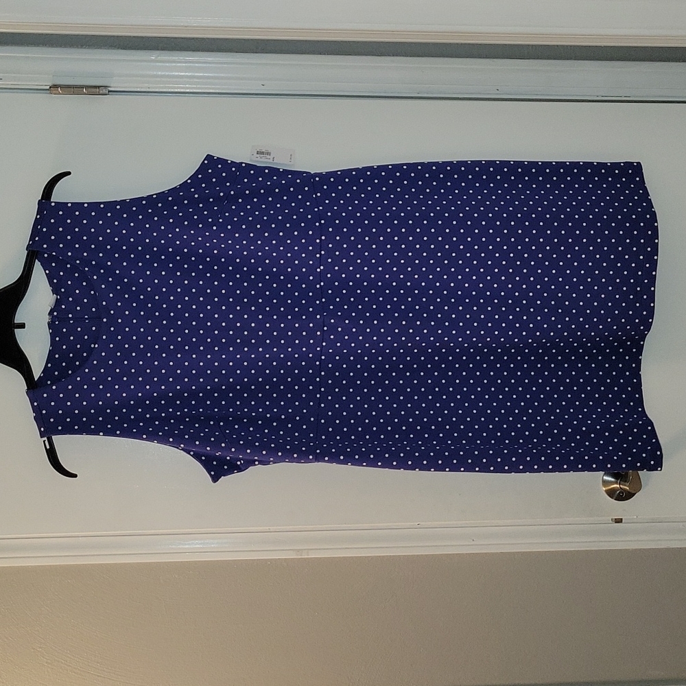Old Navy Sleeveless Sheath Dress, XXL, Periwinkle White Polka Dots